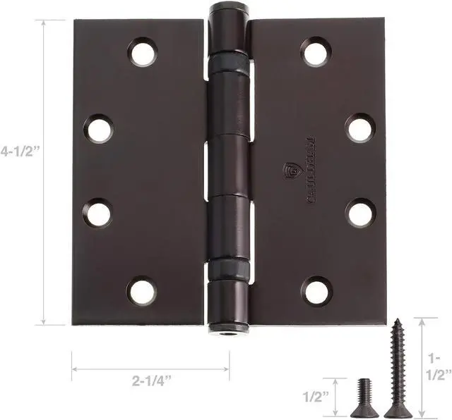 Alt view image 4 of 6 - Cauldham (3 Pack) Commercial-Grade 4-1/2" Full Mortise Ball-Bearing Door Hinges - Oil Rubbed Bronze