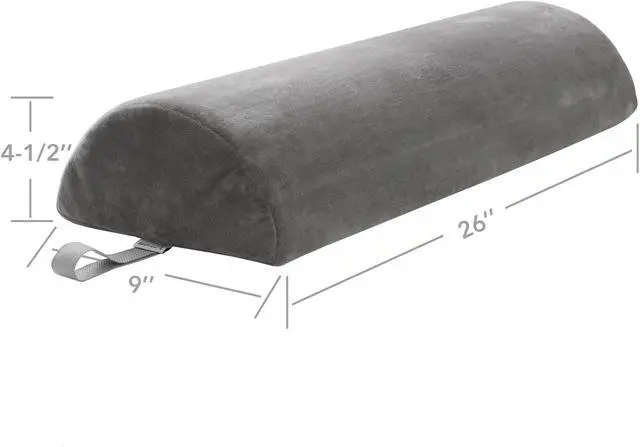 Alt view image 3 of 5 - Saloniture Jumbo Half Round Massage Table Bolster Pillow Pad - 26 x 9 x 4.5 Inch - Gray Velour