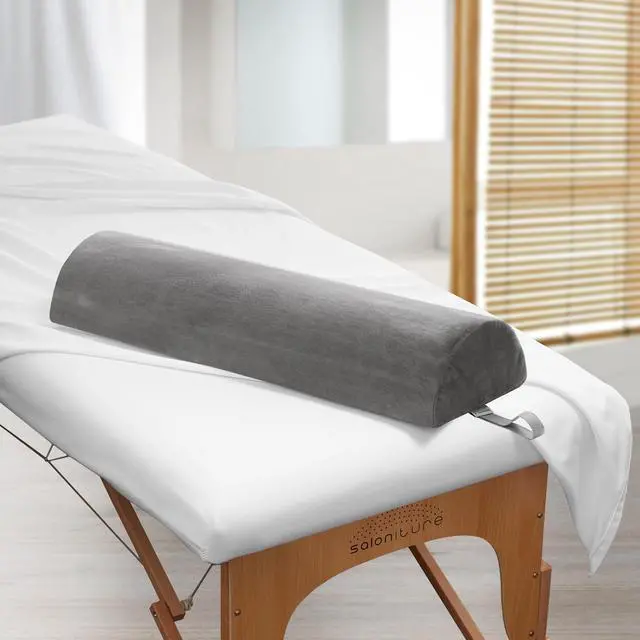 Alt view image 5 of 5 - Saloniture Jumbo Half Round Massage Table Bolster Pillow Pad - 26 x 9 x 4.5 Inch - Gray Velour