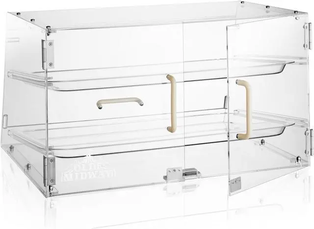 Main image of Olde Midway Pastry Display Case - 2-Tier, Commercial Acrylic Countertop Bakery Display Cabinet with Removable Trays