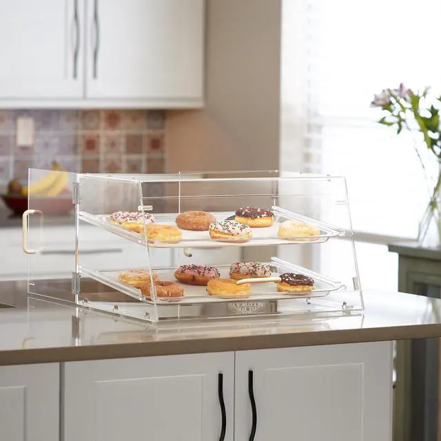 Alt view image 4 of 6 - Olde Midway Pastry Display Case - 2-Tier, Commercial Acrylic Countertop Bakery Display Cabinet with Removable Trays