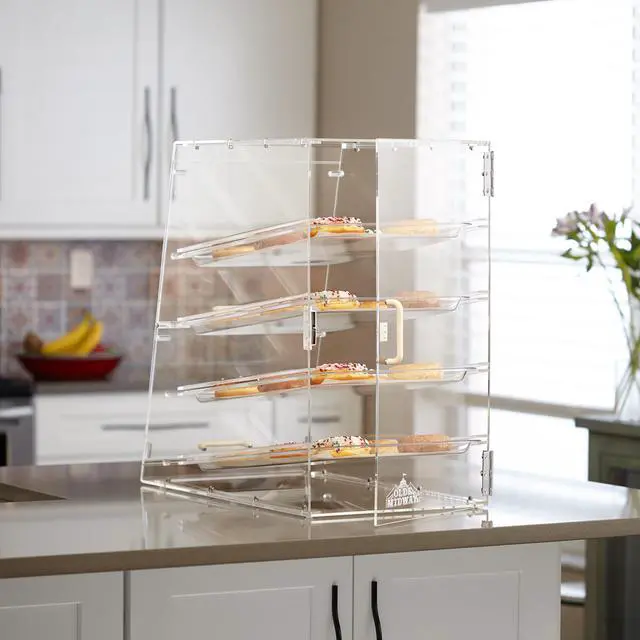 Alt view image 3 of 6 - Olde Midway Pastry Display Case - 4-Tier, Commercial Acrylic Countertop Bakery Display Cabinet with Removable Trays