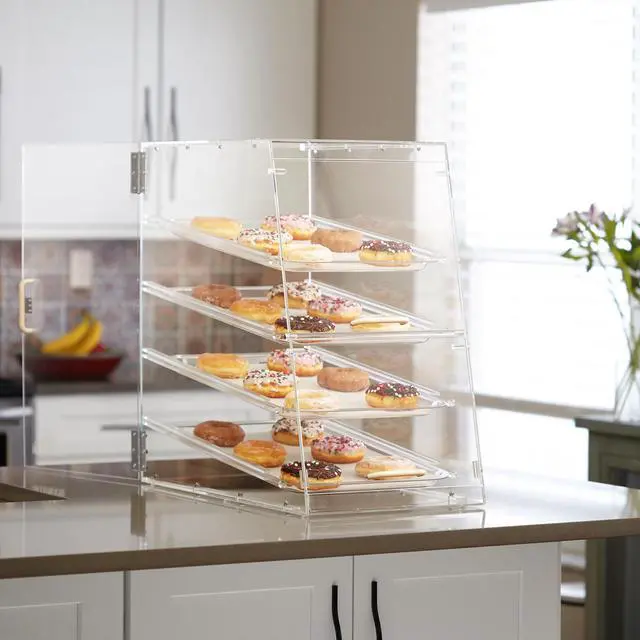 Alt view image 4 of 6 - Olde Midway Pastry Display Case - 4-Tier, Commercial Acrylic Countertop Bakery Display Cabinet with Removable Trays