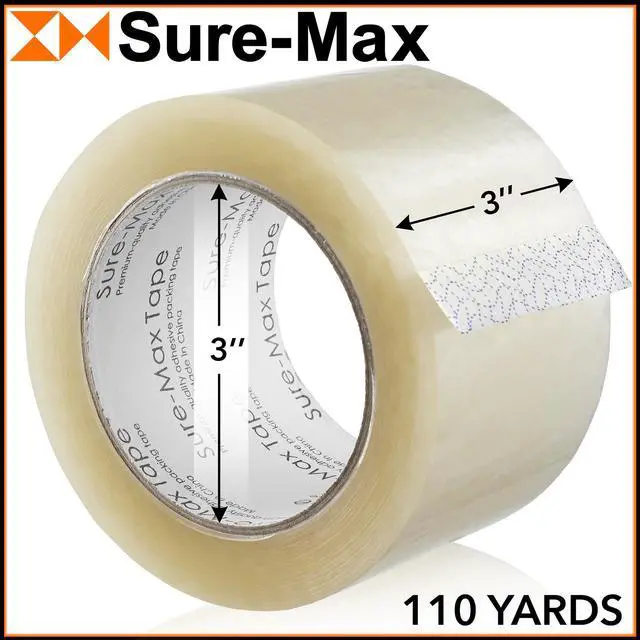 Alt view image 3 of 6 - Sure-Max 12 Rolls Extra-Wide Shipping & Packing Tape (3" x 110 yard/330' each) - Moving & Adhesive Carton Sealing - 2.0mil Clear