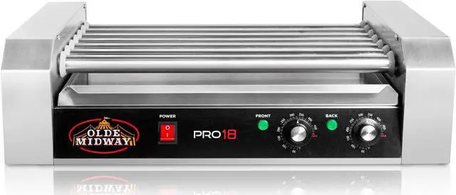 Alt view image 3 of 7 - Olde Midway Electric 18 Hot Dog 7 Roller Grill Cooker Machine 900-Watt - Commercial Grade