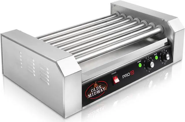 Alt view image 2 of 7 - Olde Midway Electric 18 Hot Dog 7 Roller Grill Cooker Machine 900-Watt - Commercial Grade