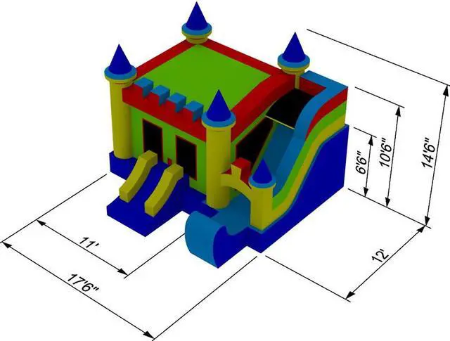 Alt view image 6 of 6 - Inflatable HQ Commercial Grade Bouncing Castle Kingdom Bounce House 100% PVC with Blower and Slide