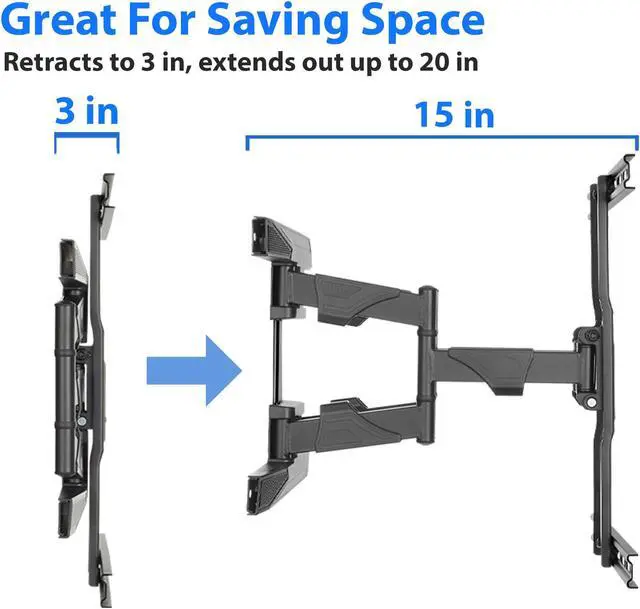 Alt view image 3 of 8 - Mount Factory Heavy-Duty Full Motion TV Wall Mount - Articulating Swivel Bracket Fits Flat Screen Televisions from 42" to 70" (VESA 400 x 600 Compatible) - Tilt Swing Out Arm with 10' HDMI Cable