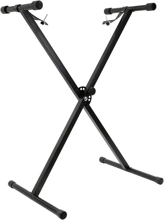 Main image of Hamzer Heavy Duty, Single-X Shape Piano Keyboard Stand - Height Adjustable & Portable w/ Non Slip Caps & Durable Locking Straps, Black