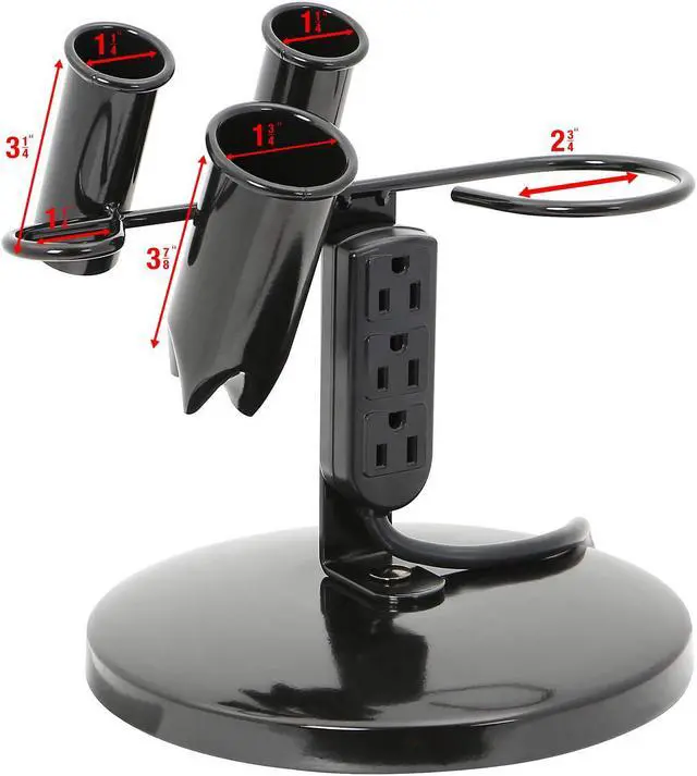 Alt view image 4 of 4 - Saloniture Tabletop Blow Dryer & Hair Iron Holder - Salon Appliance Stand w/ 3 Outlets