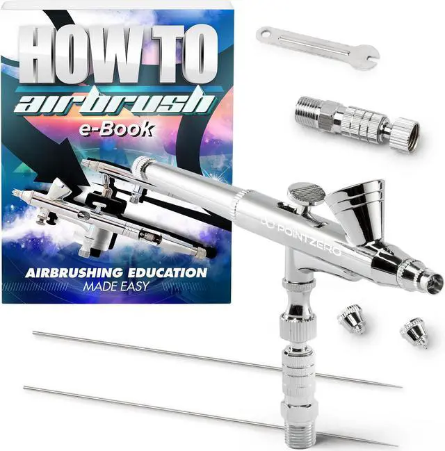 Main image of PointZero Dual-Action 2cc Gravity-feed Airbrush 3 Tip Set (.2mm .3mm .5mm)