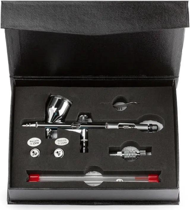 Alt view image 4 of 5 - PointZero Precision 9cc Airbrush Set MAC Valve Crenelated (.2mm .3mm .5mm)