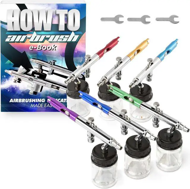 Main image of PointZero PointZero PZ-12XS Dual-action Six Airbrush Set w/ Carry Case