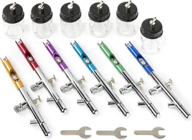 Alt view image 3 of 4 - PointZero PointZero PZ-12XS Dual-action Six Airbrush Set w/ Carry Case