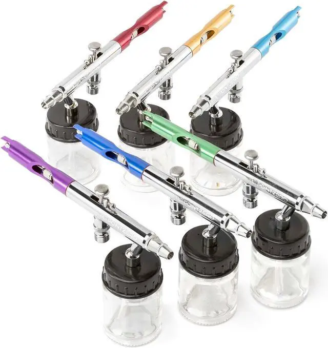 Alt view image 2 of 4 - PointZero PointZero PZ-12XS Dual-action Six Airbrush Set w/ Carry Case