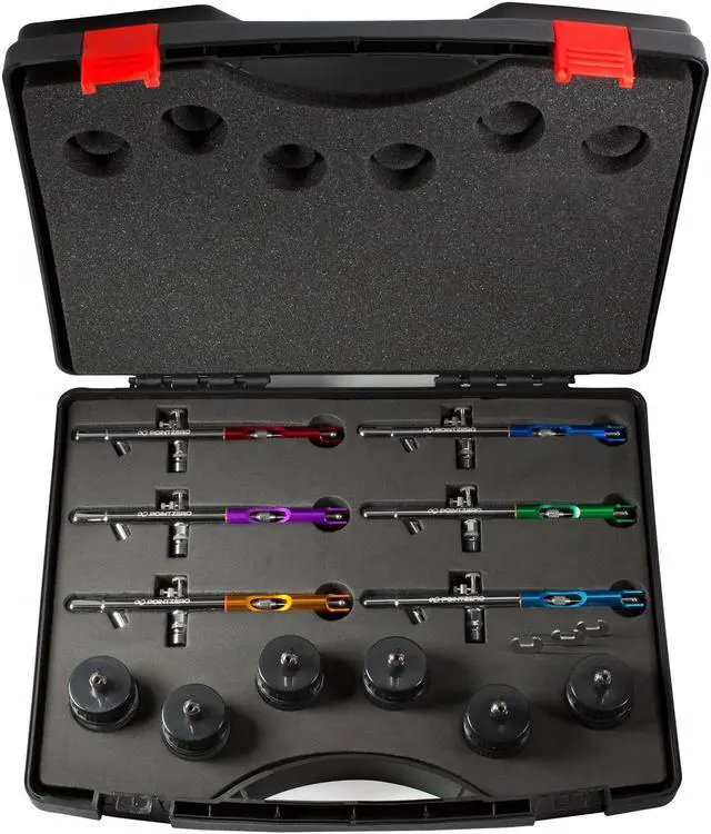 Alt view image 4 of 4 - PointZero PointZero PZ-12XS Dual-action Six Airbrush Set w/ Carry Case