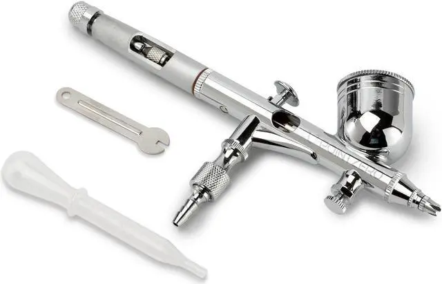 Alt view image 3 of 5 - PointZero Dual-Action 9cc Gravity-Feed Airbrush Set w/ MAC Valve - .2mm Nozzle