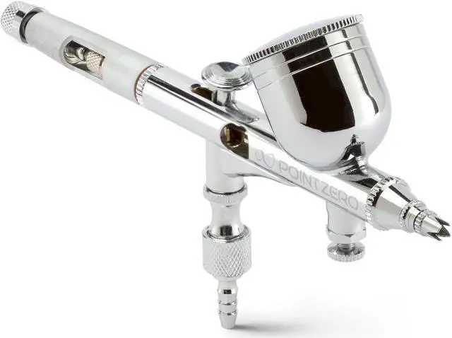 Alt view image 2 of 5 - PointZero Dual-Action 9cc Gravity-Feed Airbrush Set w/ MAC Valve - .2mm Nozzle