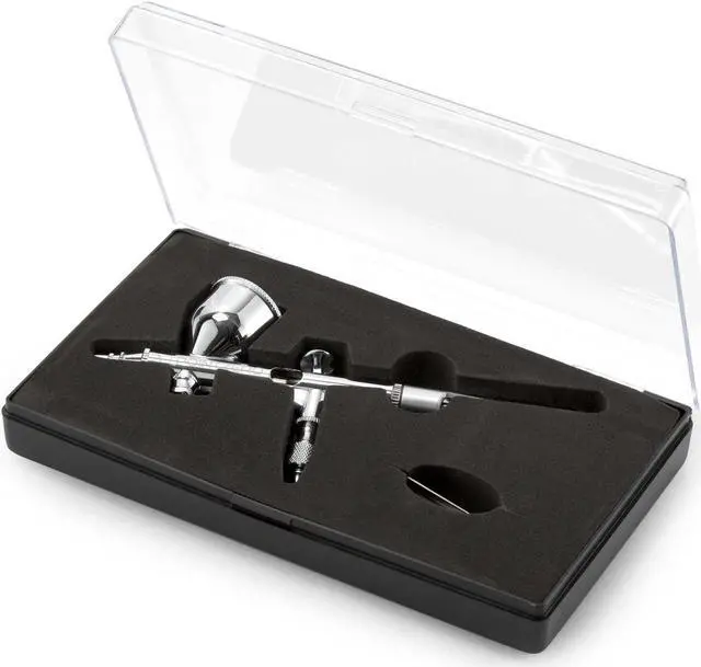 Alt view image 5 of 5 - PointZero Dual-Action 9cc Gravity-Feed Airbrush Set w/ MAC Valve - .2mm Nozzle
