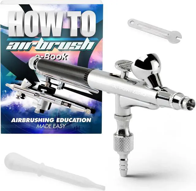 Main image of PointZero Dual-Action 2cc Gravity-Feed Airbrush Set with .2mm Nozzle