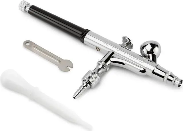 Alt view image 3 of 4 - PointZero Dual-Action 2cc Gravity-Feed Airbrush Set with .2mm Nozzle