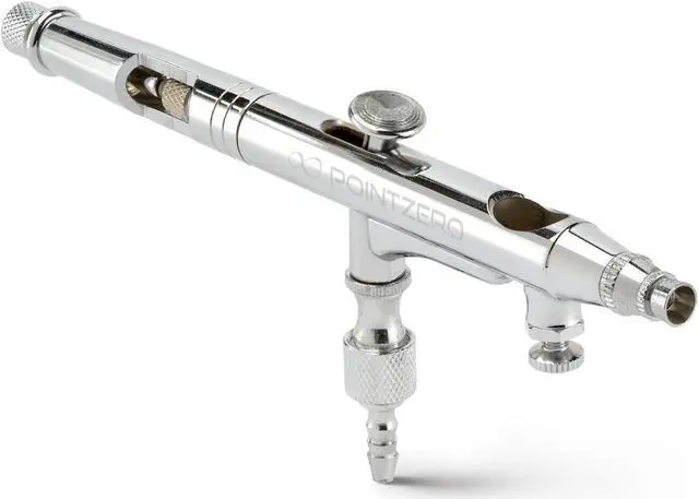 Alt view image 2 of 4 - PointZero Dual-Action .5cc Gravity-Feed Airbrush Set w/ MAC Valve - .2mm Nozzle