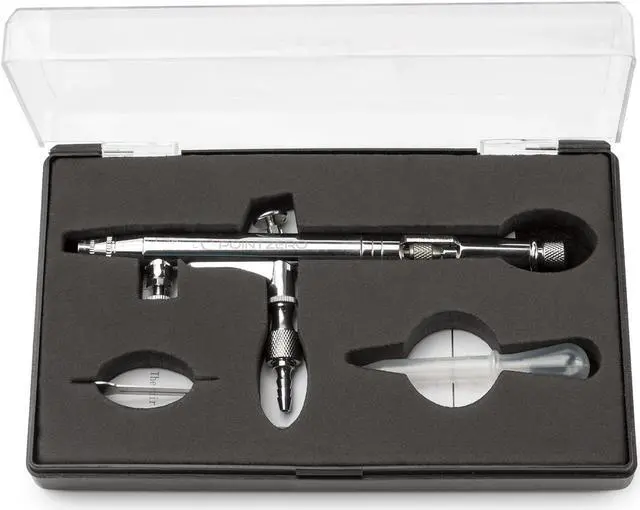 Alt view image 4 of 4 - PointZero Dual-Action .5cc Gravity-Feed Airbrush Set w/ MAC Valve - .2mm Nozzle