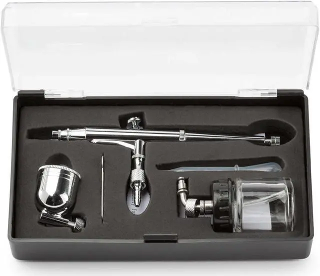 Alt view image 4 of 4 - PointZero Dual-Action 7cc/22cc Side-Feed Airbrush Set - .3mm Nozzle