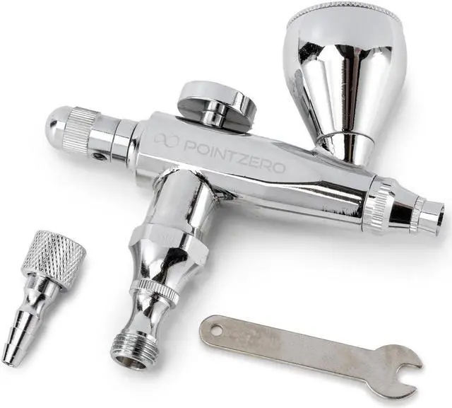Alt view image 3 of 4 - PointZero Single Action 7cc Gravity-Feed (Stubby) Airbrush Set - .3mm Nozzle