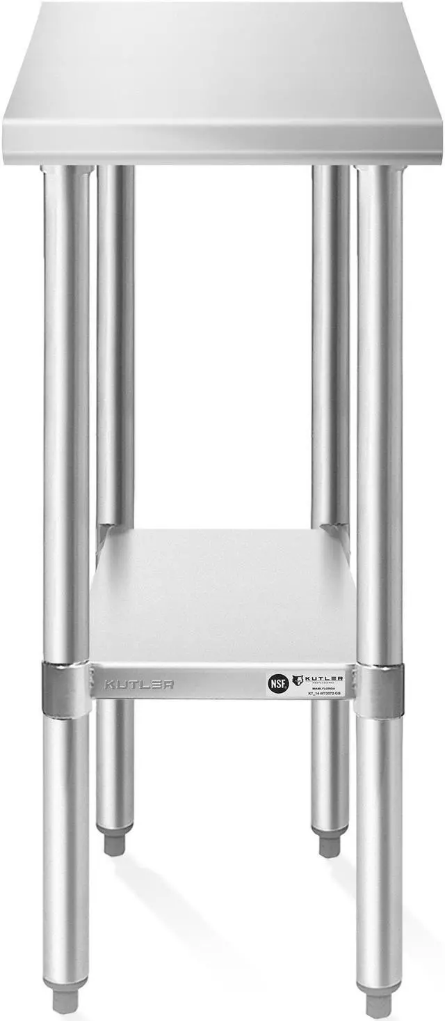 Alt view image 2 of 6 - KUTLER Stainless Steel Table 30 x 12 Inches, NSF Heavy Duty Commercial Kitchen Prep and Work Table with Undershelf for Restaurant, Hotel, Home