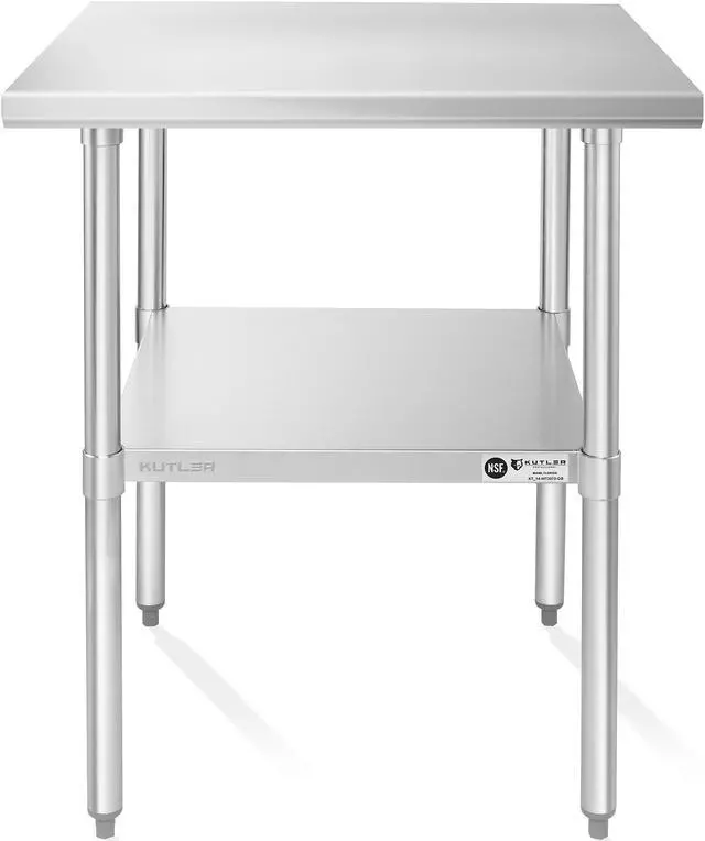 Alt view image 2 of 6 - KUTLER Stainless Steel Table 30 x 30 Inches, NSF Heavy Duty Commercial Kitchen Prep and Work Table with Undershelf for Restaurant, Hotel, Home