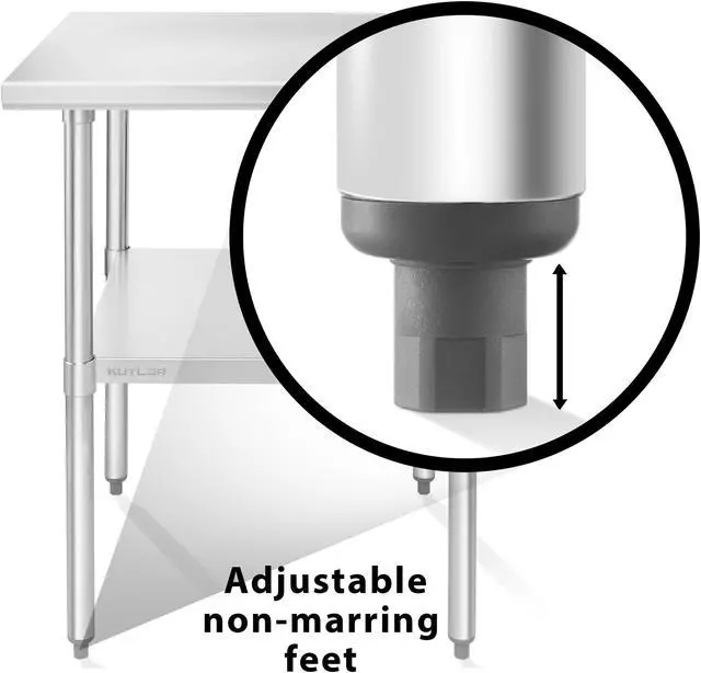 Alt view image 5 of 6 - KUTLER Stainless Steel Table 30 x 30 Inches, NSF Heavy Duty Commercial Kitchen Prep and Work Table with Undershelf for Restaurant, Hotel, Home