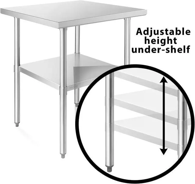 Alt view image 4 of 6 - KUTLER Stainless Steel Table 24 x 24 Inches with Caster Wheels, NSF Heavy Duty Commercial Prep and Work Table with Undershelf for Restaurant, Hotel, Home
