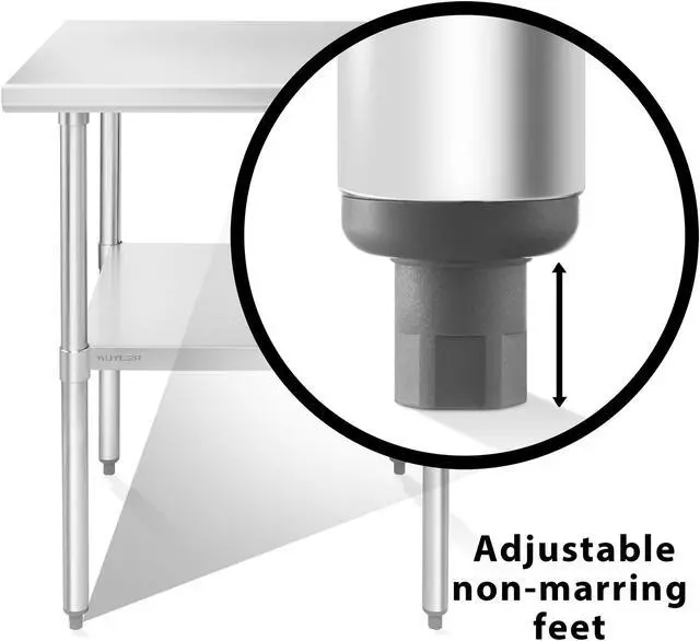Alt view image 5 of 6 - KUTLER Stainless Steel Table 24 x 24 Inches with Caster Wheels, NSF Heavy Duty Commercial Prep and Work Table with Undershelf for Restaurant, Hotel, Home