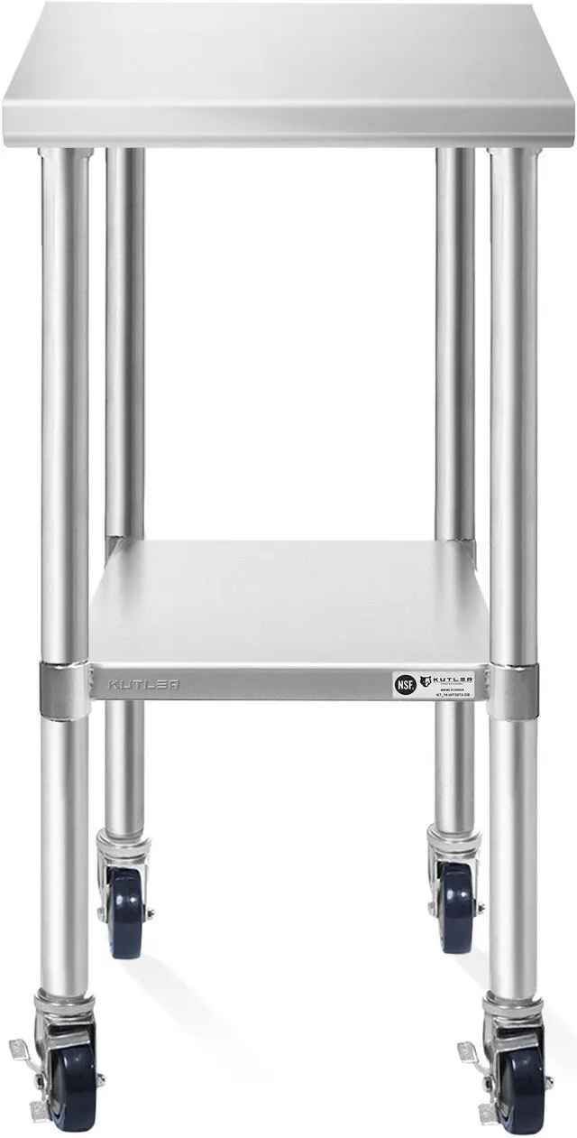 Alt view image 2 of 6 - KUTLER Stainless Steel Table 24 x 18 Inches with Caster Wheels, NSF Heavy Duty Commercial Prep and Work Table with Undershelf for Restaurant, Hotel, Home