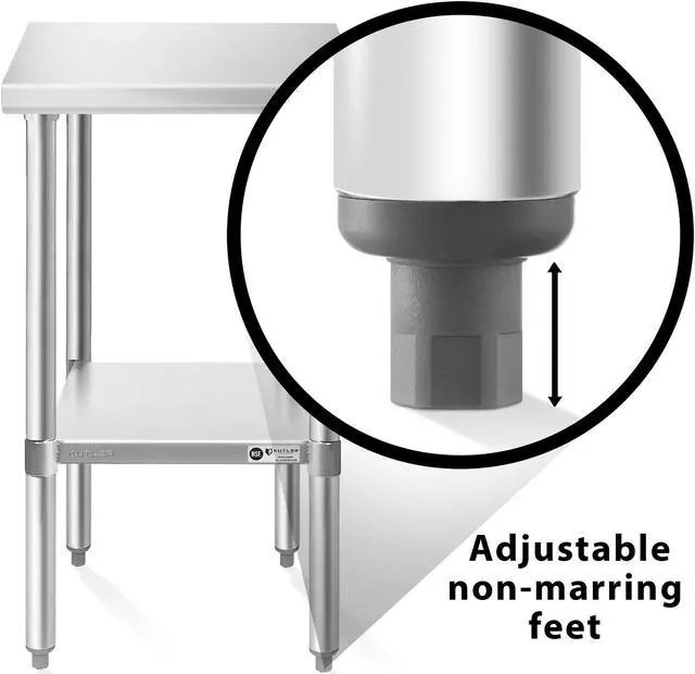 Alt view image 5 of 6 - KUTLER Stainless Steel Table 24 x 18 Inches with Caster Wheels, NSF Heavy Duty Commercial Prep and Work Table with Undershelf for Restaurant, Hotel, Home