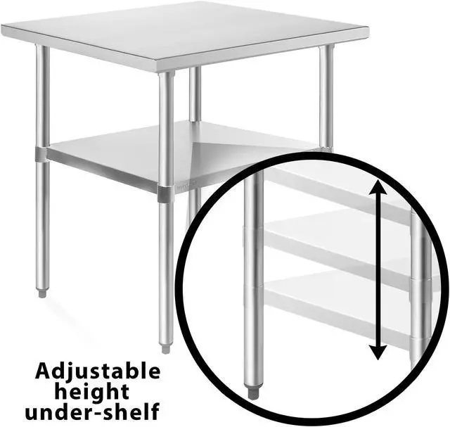 Alt view image 4 of 6 - KUTLER Stainless Steel Table 24 x 30 Inches with Caster Wheels, NSF Heavy Duty Commercial Prep and Work Table with Undershelf for Restaurant, Hotel, Home