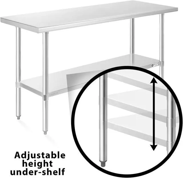 Alt view image 4 of 6 - KUTLER Stainless Steel Table 24 x 60 Inches with Caster Wheels, NSF Heavy Duty Commercial Prep and Work Table with Undershelf for Restaurant, Hotel, Home