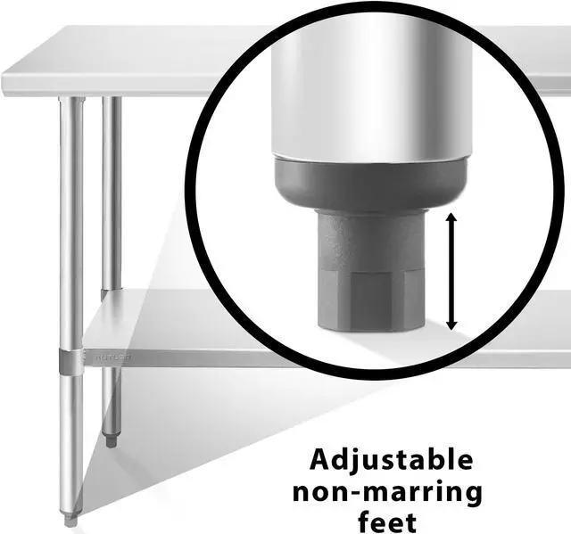 Alt view image 5 of 6 - KUTLER Stainless Steel Table 24 x 60 Inches with Caster Wheels, NSF Heavy Duty Commercial Prep and Work Table with Undershelf for Restaurant, Hotel, Home
