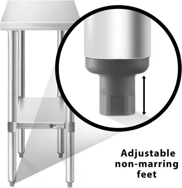 Alt view image 5 of 6 - KUTLER Stainless Steel Table 30 x 12 Inches with Caster Wheels, NSF Heavy Duty Commercial Prep and Work Table with Undershelf for Restaurant, Hotel, Home
