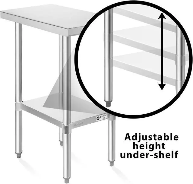 Alt view image 4 of 6 - KUTLER Stainless Steel Table 30 x 12 Inches with Caster Wheels, NSF Heavy Duty Commercial Prep and Work Table with Undershelf for Restaurant, Hotel, Home