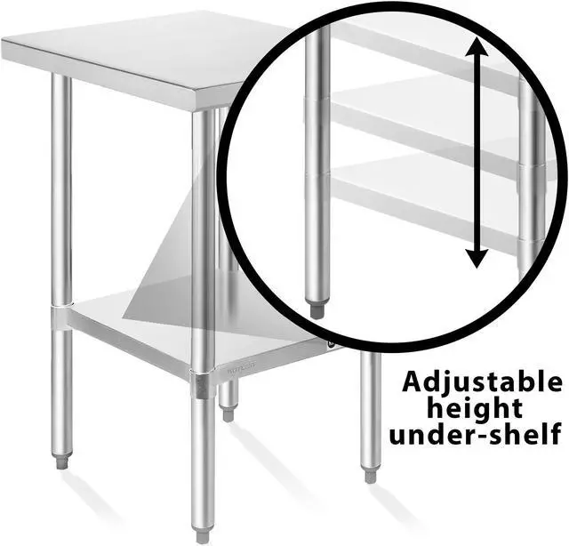 Alt view image 4 of 6 - KUTLER Stainless Steel Table 30 x 18 Inches with Caster Wheels, NSF Heavy Duty Commercial Prep and Work Table with Undershelf for Restaurant, Hotel, Home