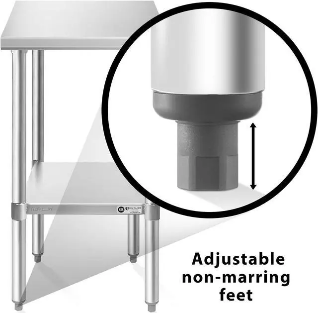 Alt view image 5 of 6 - KUTLER Stainless Steel Table 30 x 18 Inches with Caster Wheels, NSF Heavy Duty Commercial Prep and Work Table with Undershelf for Restaurant, Hotel, Home