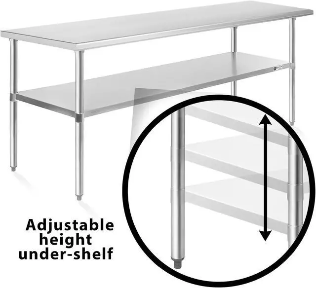 Alt view image 4 of 6 - KUTLER Stainless Steel Table 30 x 72 Inches with Caster Wheels, NSF Heavy Duty Commercial Prep and Work Table with Undershelf for Restaurant, Hotel, Home