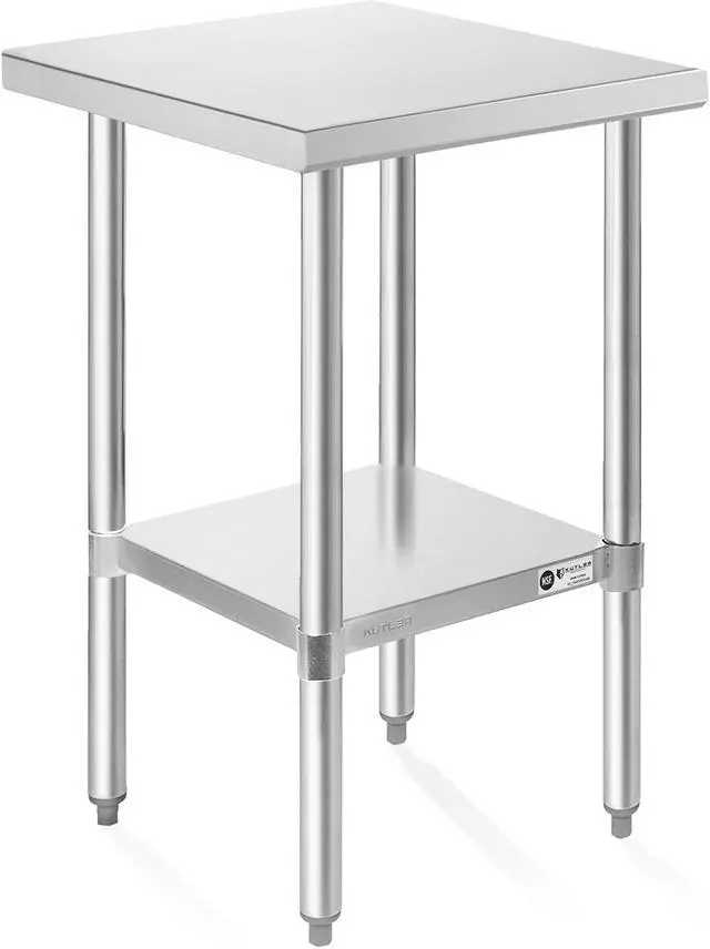 Main image of KUTLER Stainless Steel Table 24 x 18 Inches, NSF Heavy Duty Commercial Kitchen Prep and Work Table with Undershelf for Restaurant, Hotel, Home
