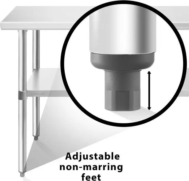 Alt view image 5 of 6 - KUTLER Stainless Steel Table 30 x 72 Inches with Caster Wheels, NSF Heavy Duty Commercial Prep and Work Table with Undershelf for Restaurant, Hotel, Home