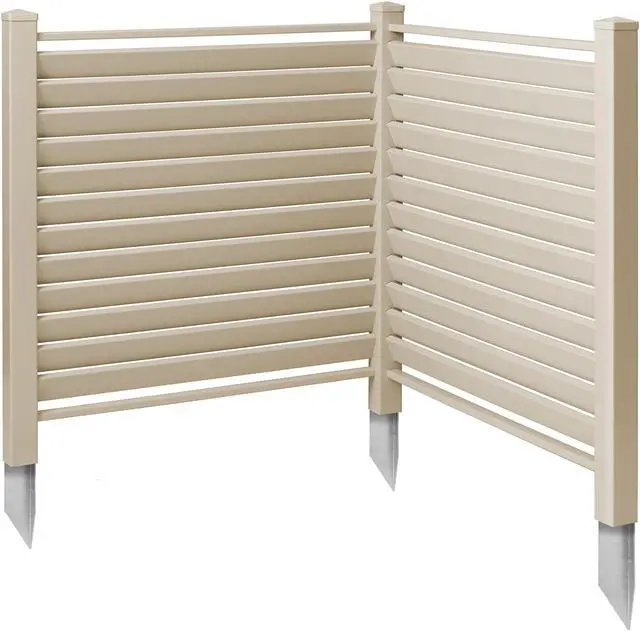 Alt view image 2 of 6 - Casafield 48" x 48" Louvered Privacy Screen - Outdoor Vinyl Fence Panel Enclosure for AC / Trash Bins / Pool Equipment - Tan