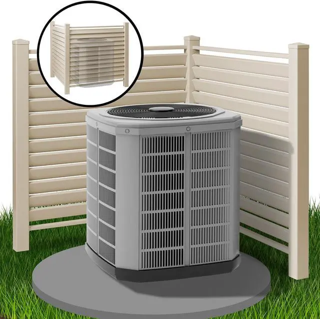 Alt view image 3 of 6 - Casafield 48" x 48" Louvered Privacy Screen - Outdoor Vinyl Fence Panel Enclosure for AC / Trash Bins / Pool Equipment - Tan