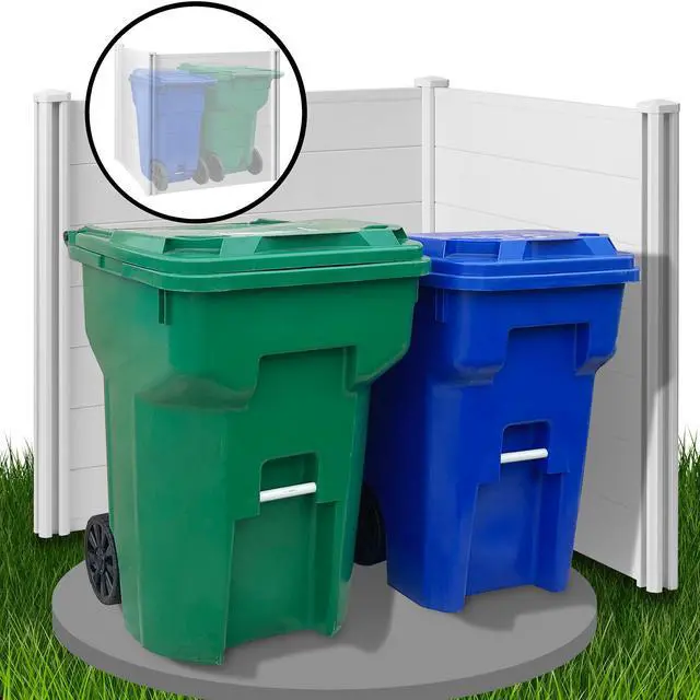 Alt view image 4 of 6 - Casafield 42" x 42" Privacy Screen - Outdoor Vinyl Fence Panel Enclosure for AC / Trash Bins / Pool Equipment - White