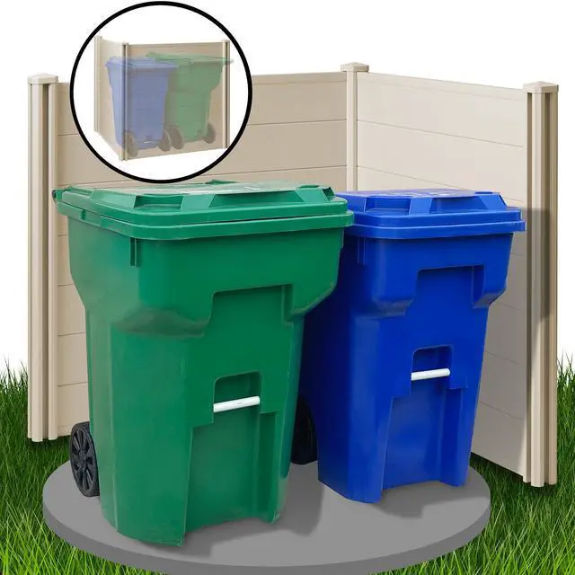 Alt view image 4 of 6 - Casafield 42" x 42" Privacy Screen - Outdoor Vinyl Fence Panel Enclosure for AC / Trash Bins / Pool Equipment - Tan